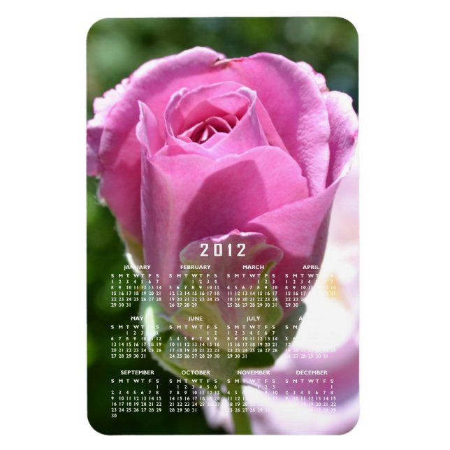 Beautiful Rose Bud Calendar Magnet (Vertical)