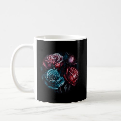 Beautiful Rose Bunch Blossoming Blue Red Pretty Fl Coffee Mug