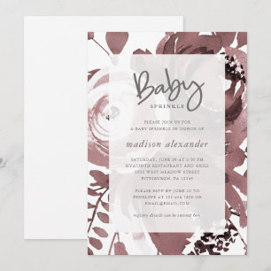 Beautiful Rose Color Floral Baby Sprinkle Invitation
