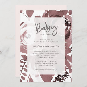 Beautiful Rose Color Floral Blush Baby Sprinkle Invitation