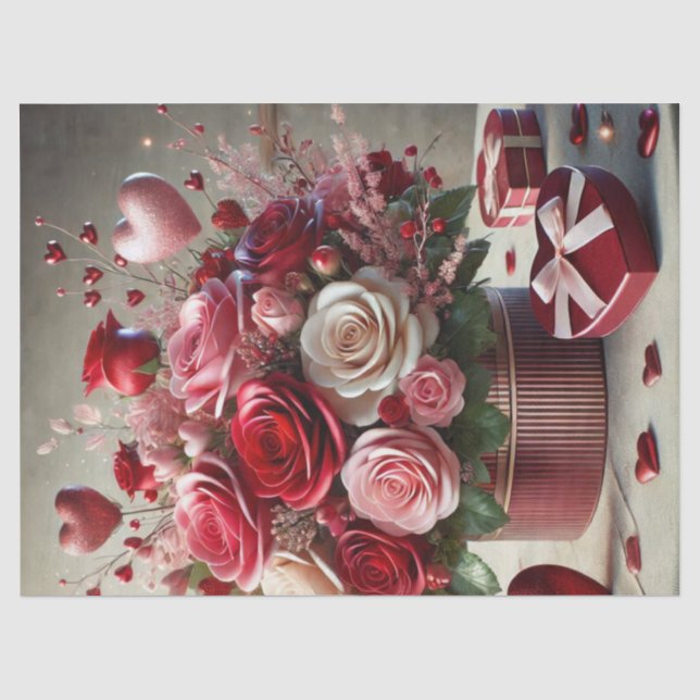 Beautiful Rose Floral Valentines' Day Tissue Paper (Front)