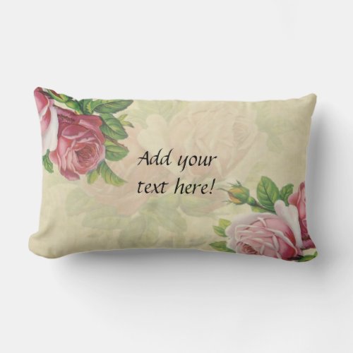 Beautiful Rose Floral Vintage Design Lumbar Pillow