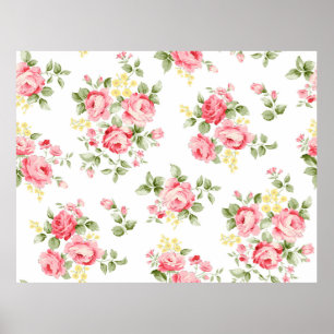 Beautiful rose flower pattern, little floral bouqu poster