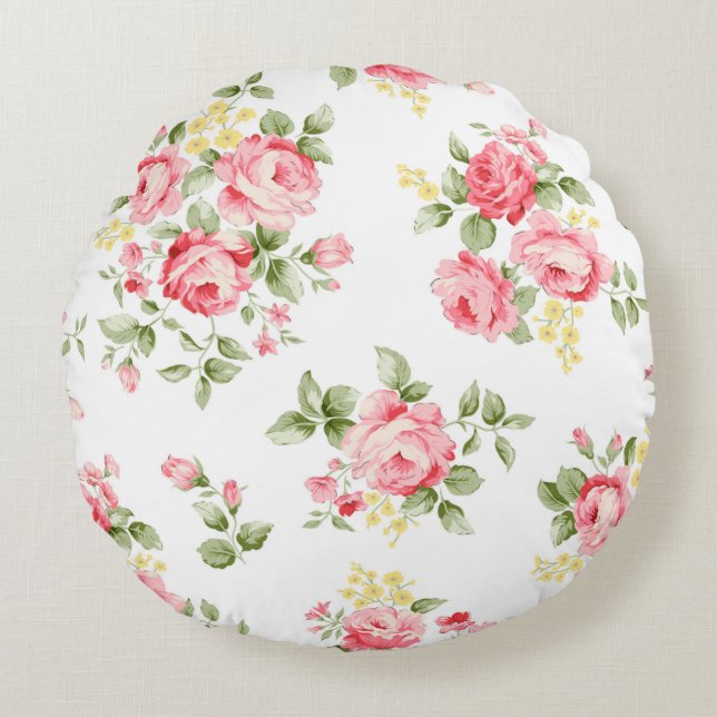 Beautiful rose flower pattern, little floral bouqu round pillow (Front)