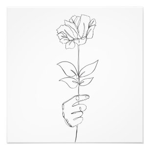 Floral one line drawing - Rose Tote Bag