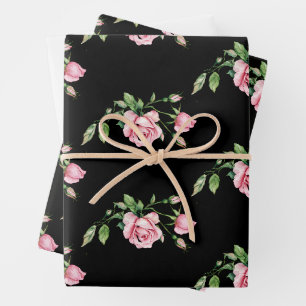 Beautiful Rose Garden Flower Thank You Card Wrapping Paper Sheets