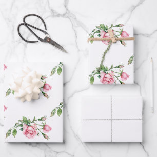 Beautiful Rose Garden Flower Thank You Card Wrapping Paper Sheets