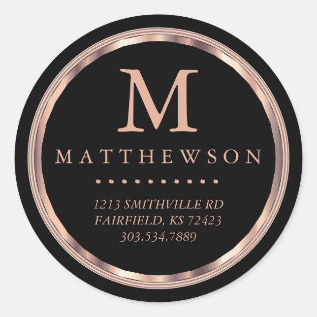 Beautiful Rose Gold and Black Labels (Front)