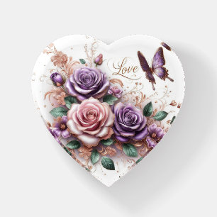Beautiful Rose Gold and Purple Roses  Paperweight