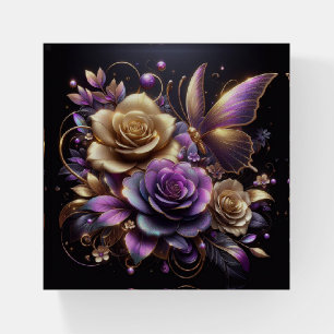 Beautiful Rose Gold and Purple Roses  Paperweight