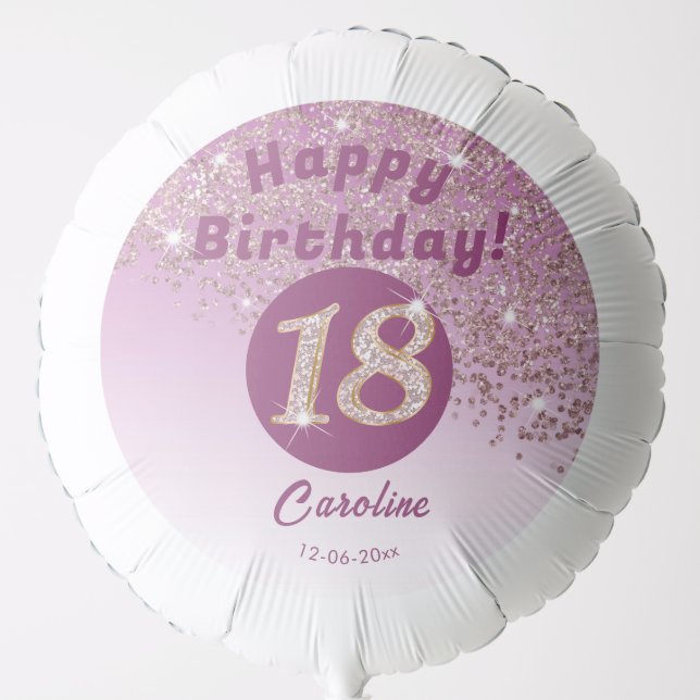 Beautiful Rose Gold Glitter 18th Birthday Party Balloon (Front)