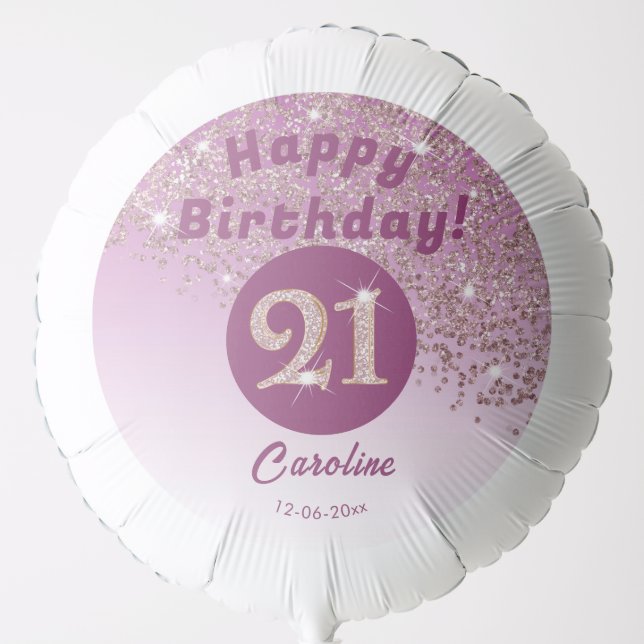 Beautiful Rose Gold Glitter 21st Birthday Party Balloon (Front)