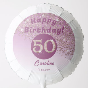 Beautiful Rose Gold Glitter 50th Birthday Party Balloon