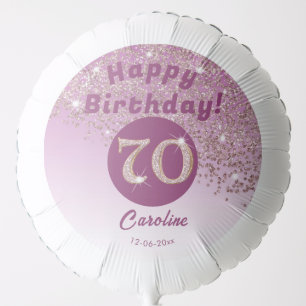 Beautiful Rose Gold Glitter 70th Birthday Party Balloon