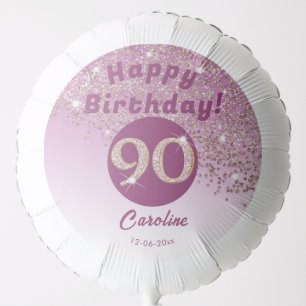Beautiful Rose Gold Glitter 90th Birthday Party Balloon