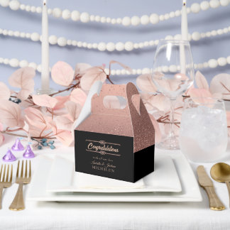 Beautiful Rose Gold Glitter and Black Favor Boxes