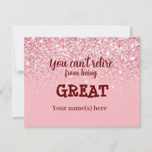 Beautiful Rose Gold Glitter Blush Happy Retirement Note Card