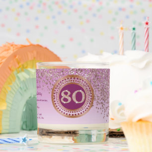 Beautiful Rose Gold & Gold Glitter 80th Birthday Scented Candle