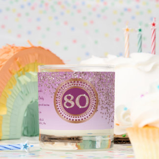 Beautiful Rose Gold & Gold Glitter 80th Birthday Scented Candle