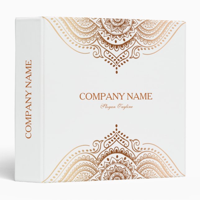 beautiful Rose-Gold Lace Design 3 Ring Binder (Front/Spine)