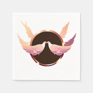 Beautiful Rose Gold Love Doves Napkins