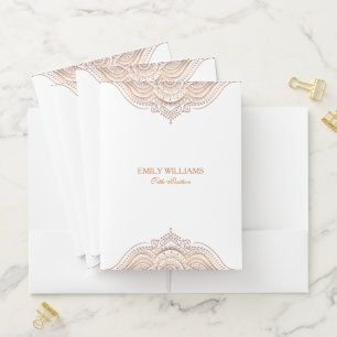beautiful rose-gold mandala custom text pocket folder