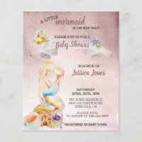 Beautiful Rose Gold Mermaid Baby Shower Invitation