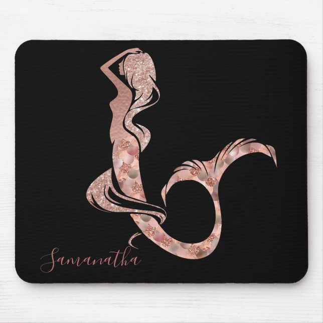 Beautiful Rose Gold Mermaid Glitter Scales Mouse Pad (Front)