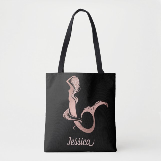 Beautiful Rose Gold Personalized Tote Bag (Front)