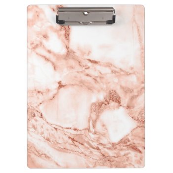 Beautiful Rose Gold Sparkle Faux Marble Pattern Clipboard by its_sparkle_motion at Zazzle