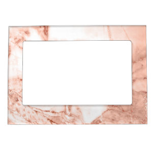 Beautiful Rose Gold Sparkle Faux Marble Pattern Magnetic Photo Frame