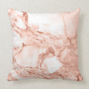 Beautiful Rose Gold Sparkle Marble Pattern Throw Pillow
