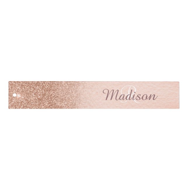 Beautiful Rose Gold Stylish Monogram Glitter look Ruler (Front)