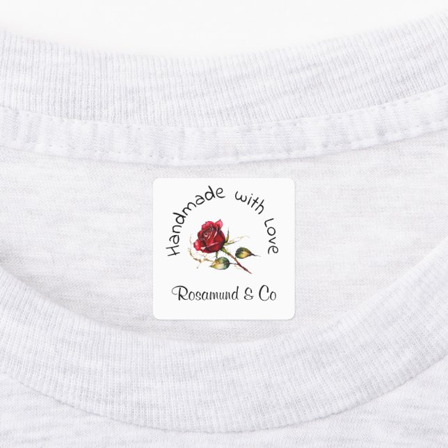 Beautiful Rose Handmade with Love Personalized Labels (Affixed)
