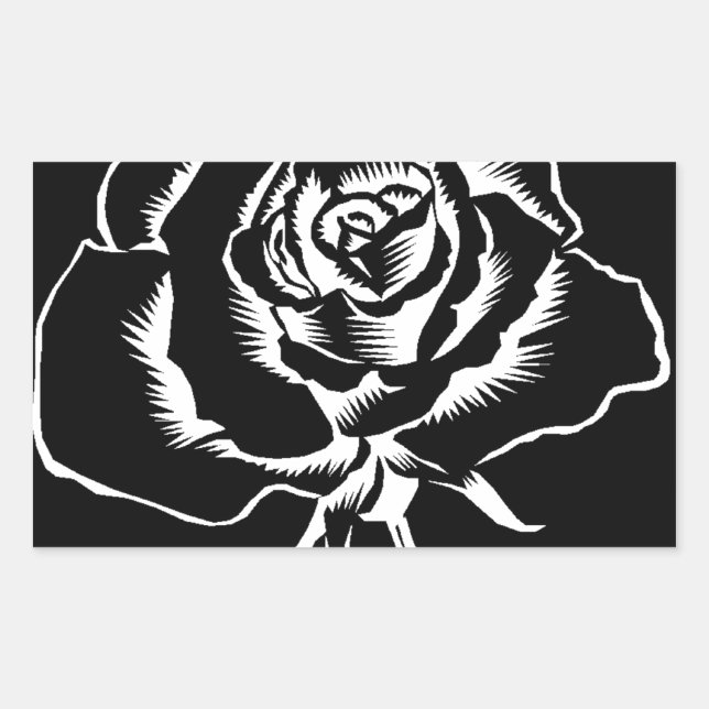 beautiful rose in black white rectangular sticker (Front)