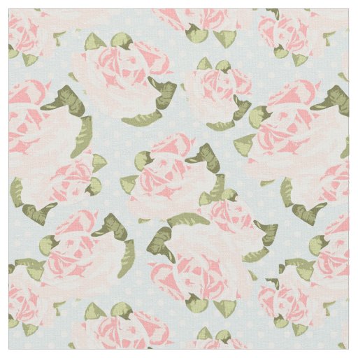 Beautiful rose pattern with blue polka dots fabric
