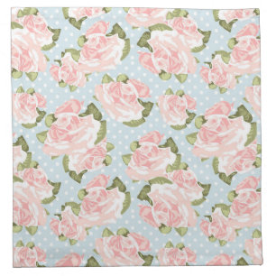 Beautiful rose pattern with blue polka dots napkin