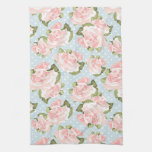 Beautiful rose pattern with blue polka dots towel