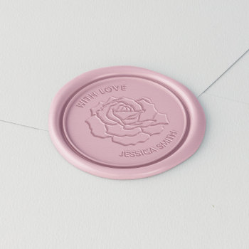 Beautiful Rose Personalized Wax Seal Sticker by heartlocked at Zazzle