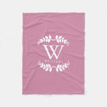 Beautiful Rose Pink Monogram Fleece Blanket by heartlockedhome at Zazzle