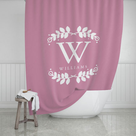 Beautiful Rose Pink Monogram Shower Curtain