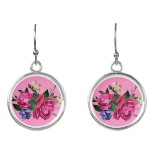 Beautiful Rose Round Earrings