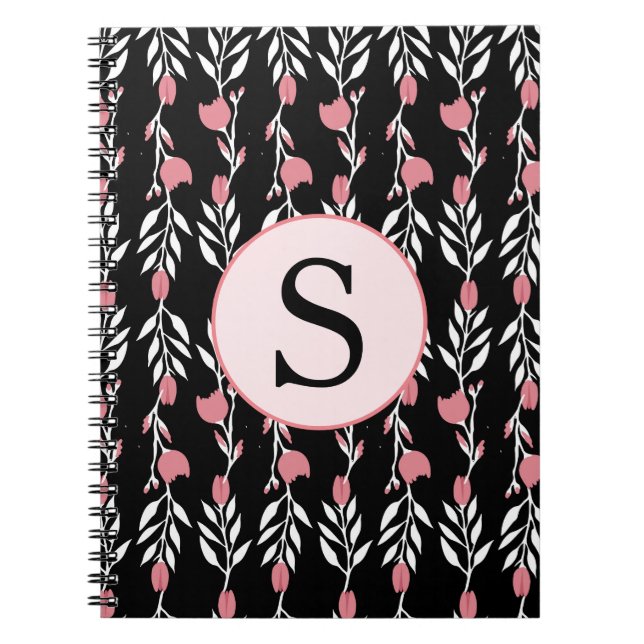 Beautiful Rose Vine Monogram Notebook (Front)