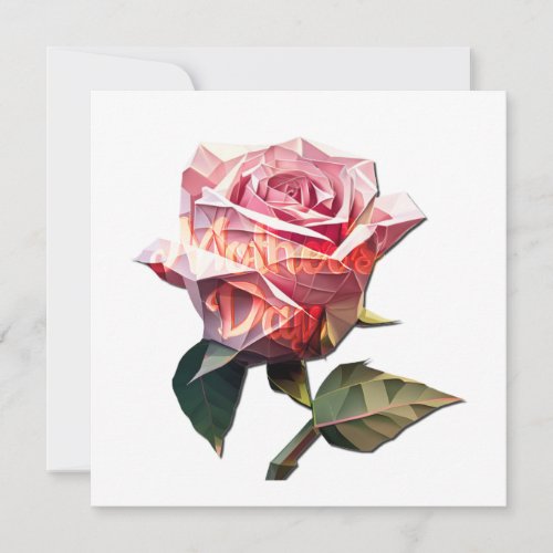 Beautiful rose watercolor cubism mothers day card