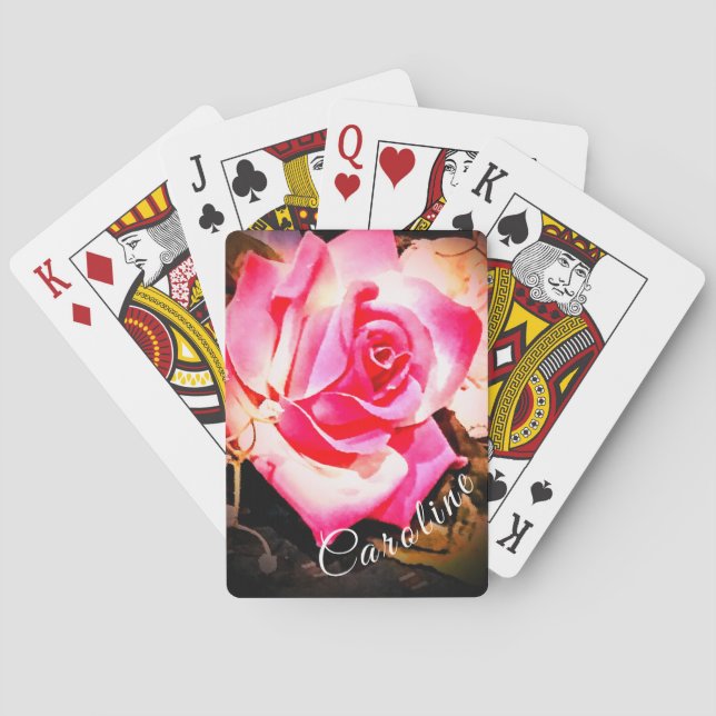 Beautiful Rose with Name Poker Cards (Back)