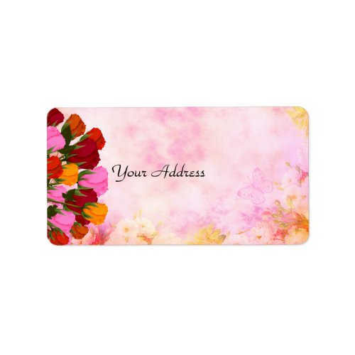Beautiful Roses and Butterflies Address Label