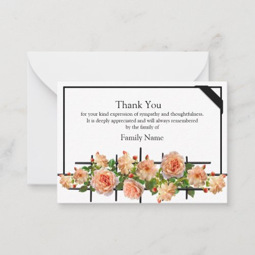 Beautiful Roses Apricot After Funeral Thank You Note Card