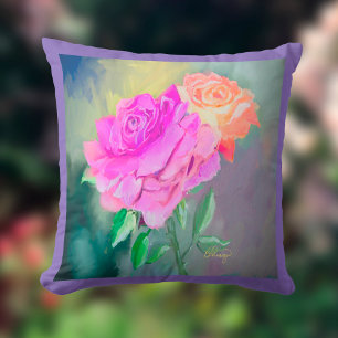 Beautiful Roses Birthday Painting Throw Pillow