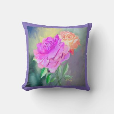 Beautiful Roses Birthday Painting Throw Pillow