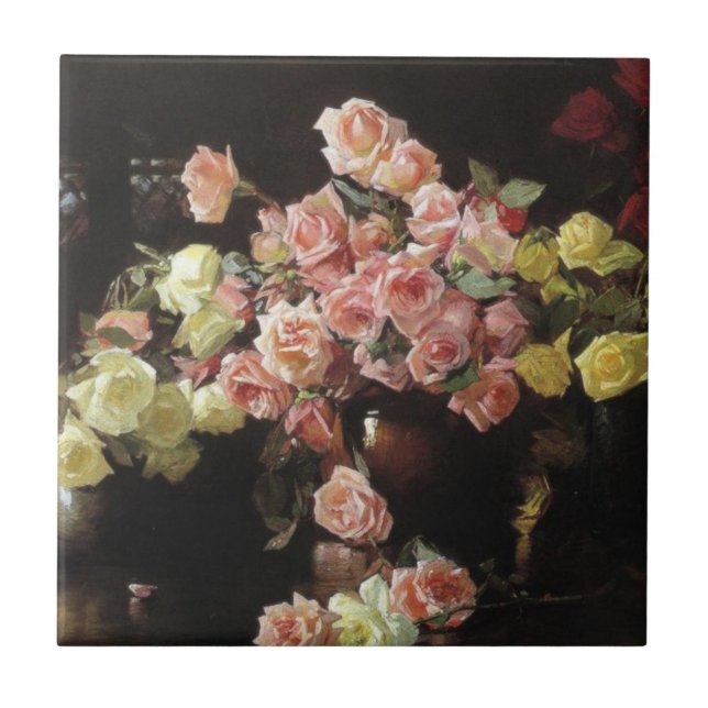Beautiful Roses (by Joseph DeCamp) Ceramic Tile (Front)